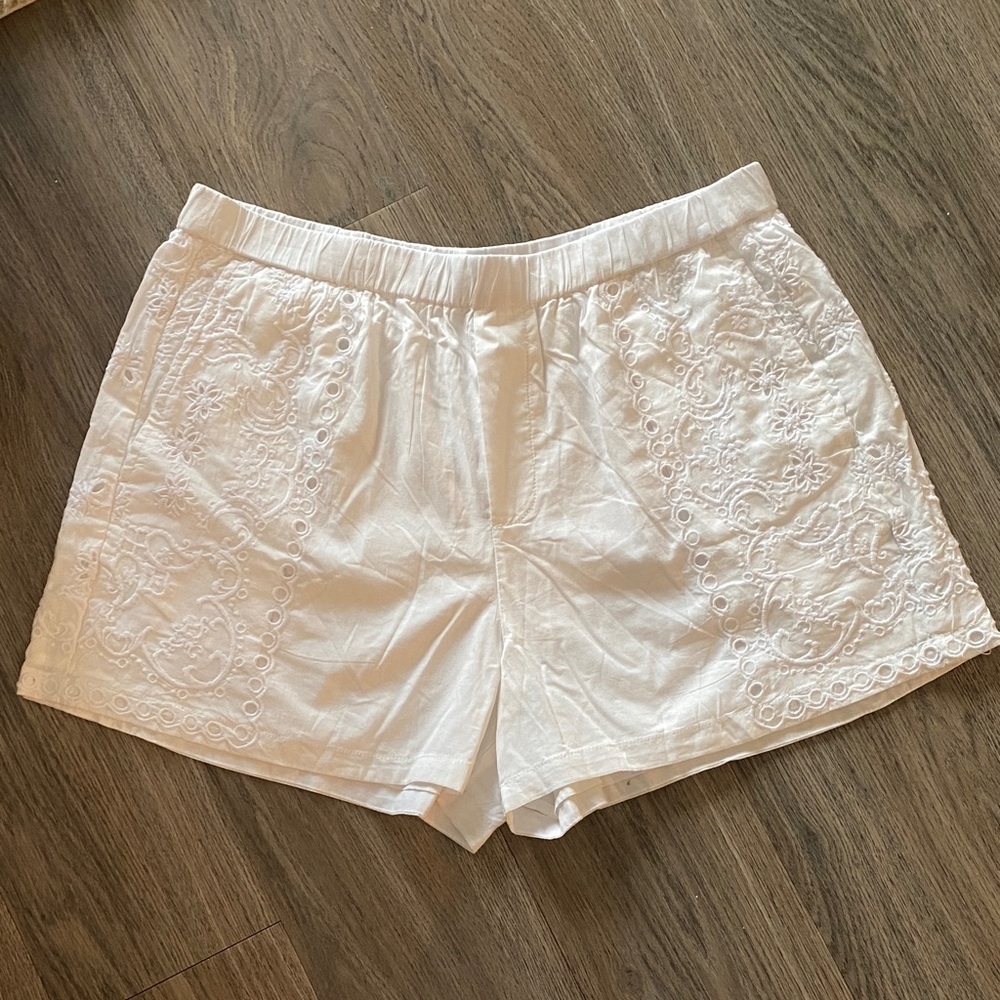 Madewell White Eyelet Lace Shorts